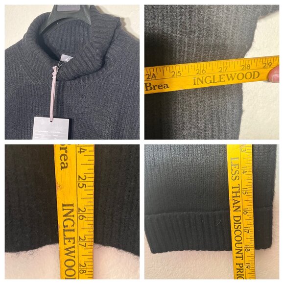 Marled Black Ribbed Knit Pullover Sweater XL Oversized Relaxed Wide Sleeves NWT - Picture 10 of 16